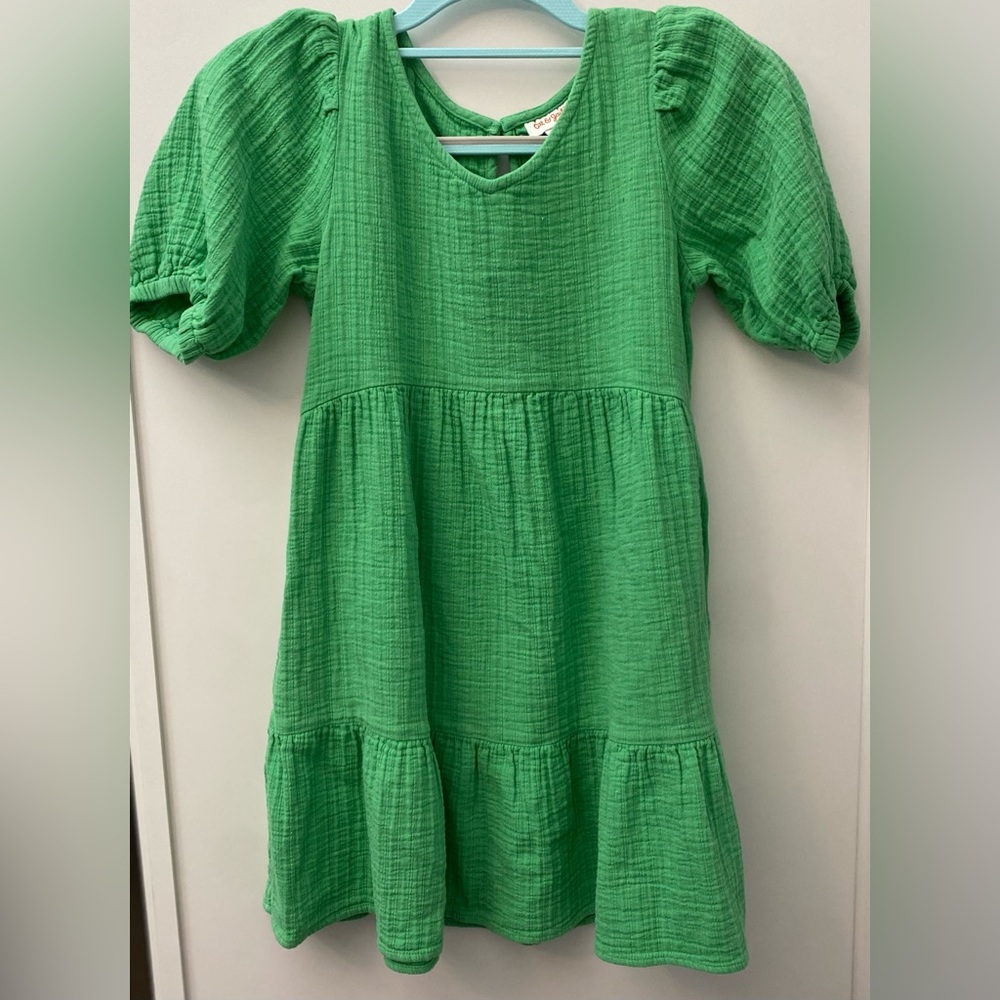 Cat & Jack Bright Green Puff Sleeve Dress